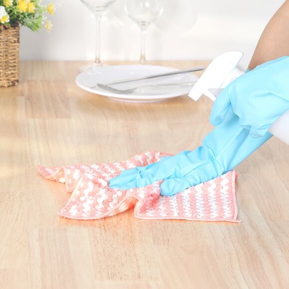 12 Pack Absorbent Reusable and Washable Clean Cloth 10" x 10" Pink - Picture 5 of 6